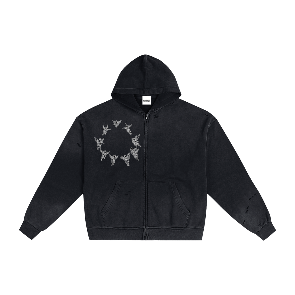 Hand-Distressed Sun-Fade hoodie